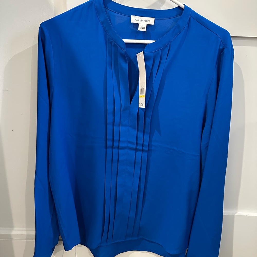 Calvin Klein Royal Blue Pleated Top